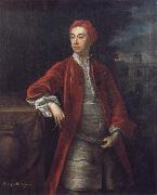Jonathan Richardson Richard Boyle 3rd Earl of Burlington,with the Bagnio at Chiswick House,Middlesex Spain oil painting artist